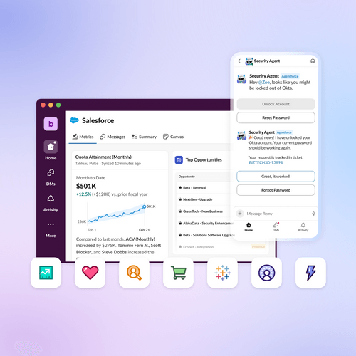 Slack UX 与 Salesforce 客户关系管理集成的图像